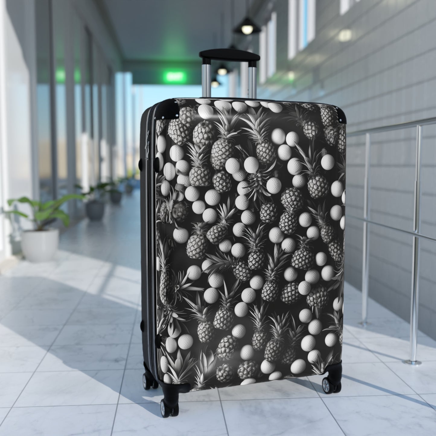 Suitcase Luggage with Golf Ball Pineapple Print
