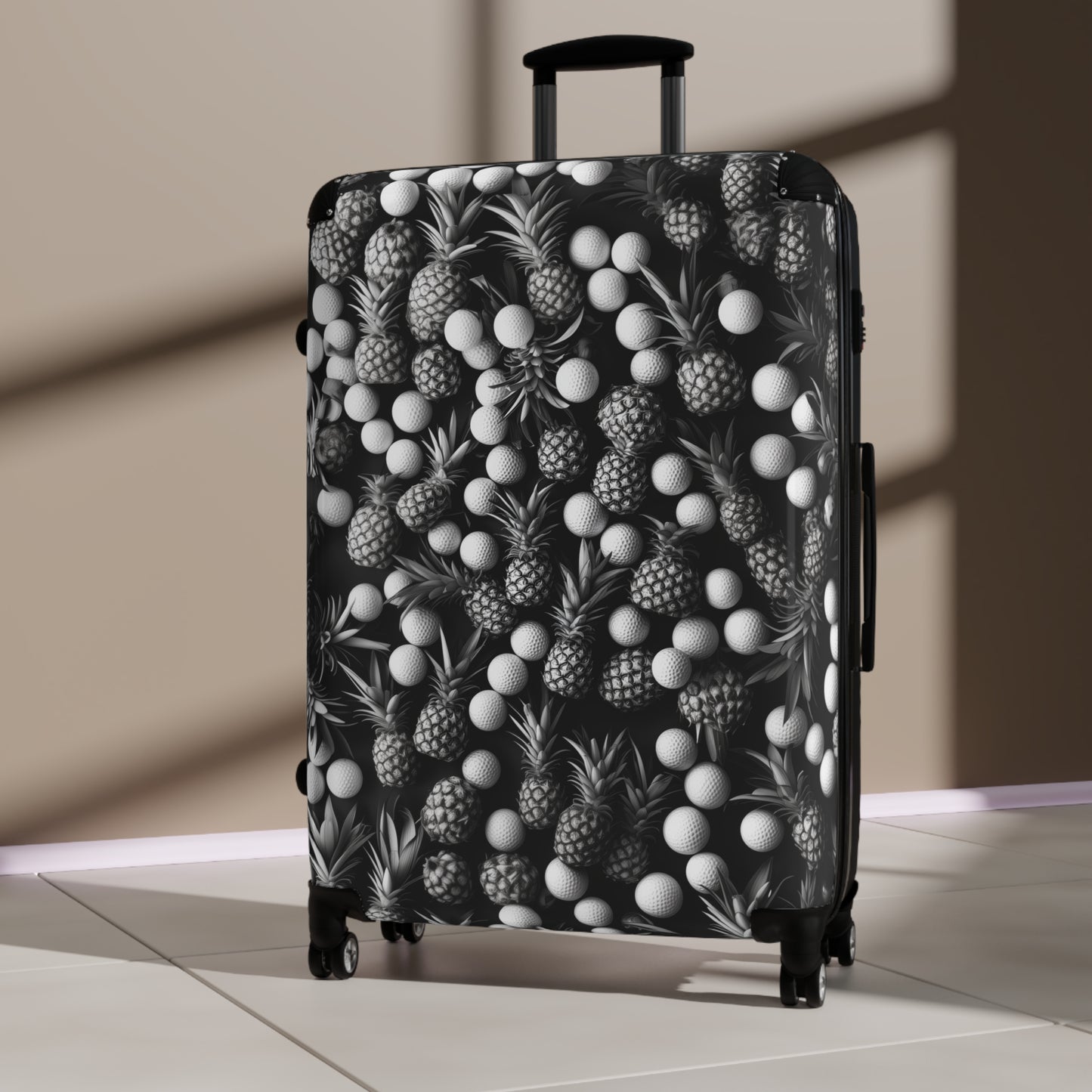 Suitcase Luggage with Golf Ball Pineapple Print