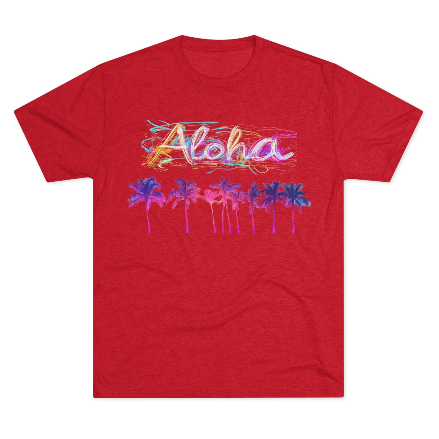 Neon Palm Tree Unisex Tee - 80's Aloha Retro Shirt