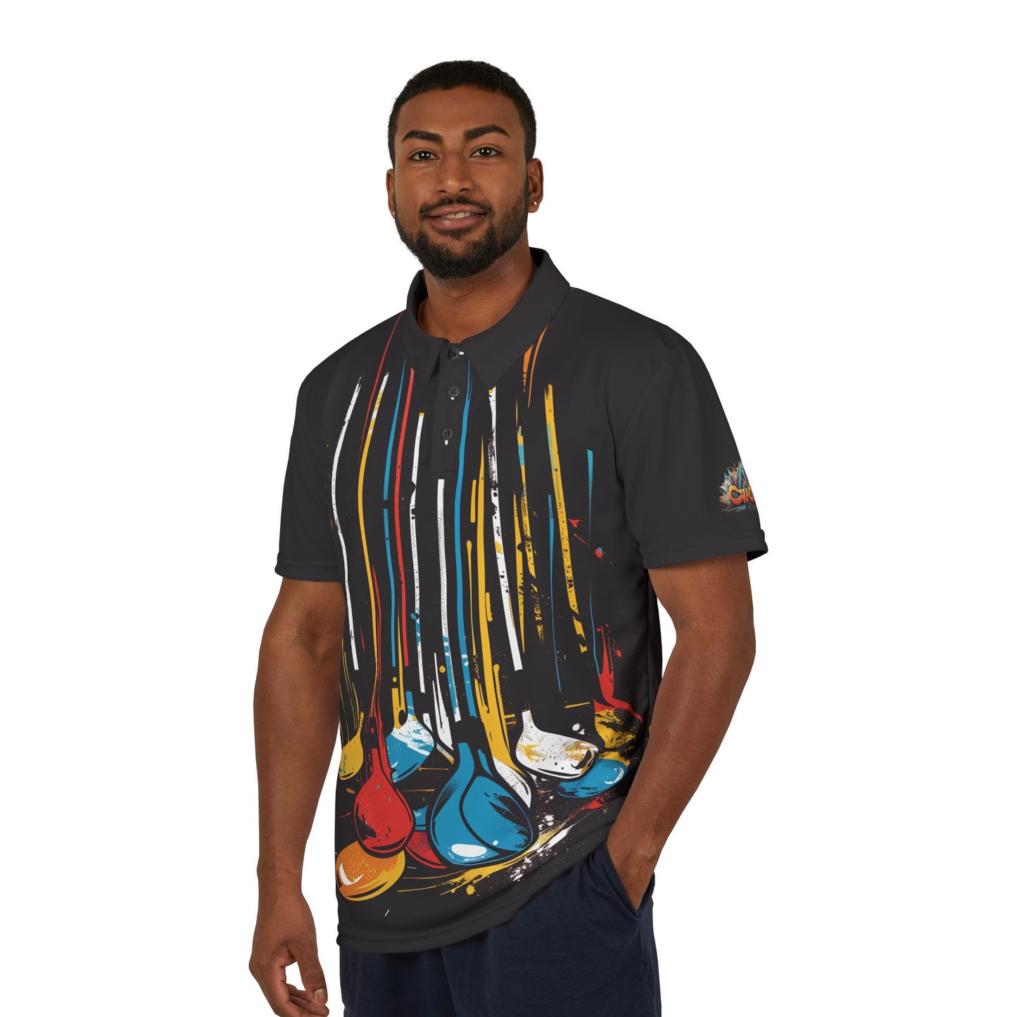 Polo Shirt with Modern Golf Club Artsy Design