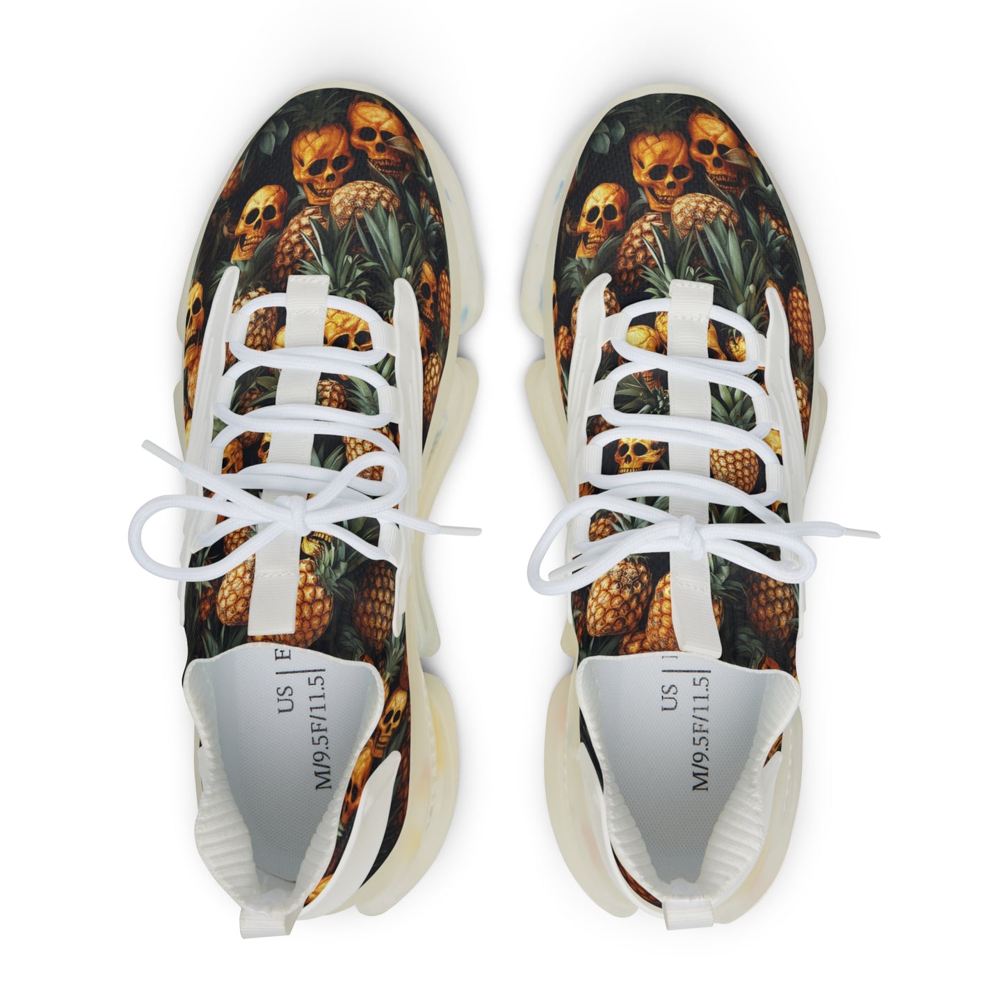 Men's Mesh Sneakers - Pineapple Skull Design