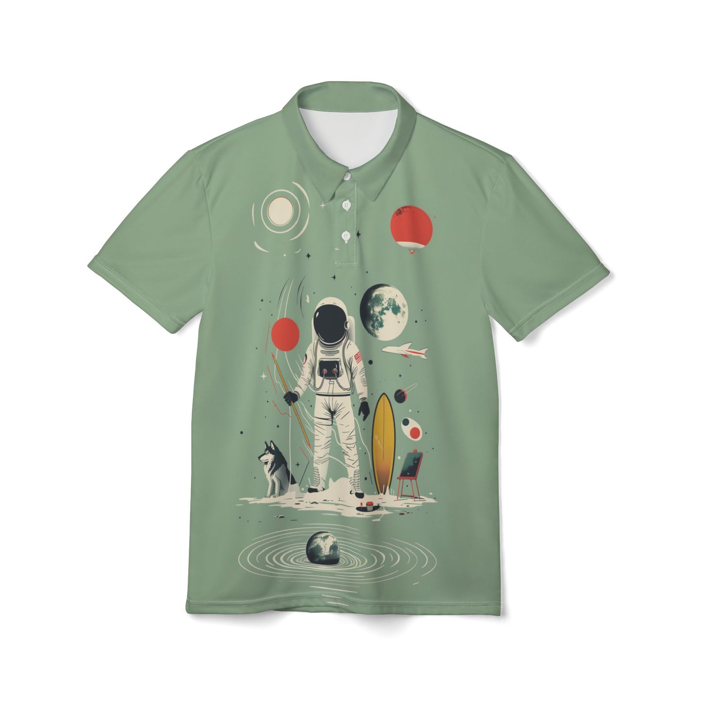 Polo Shirt with Strange Outer Space Scene
