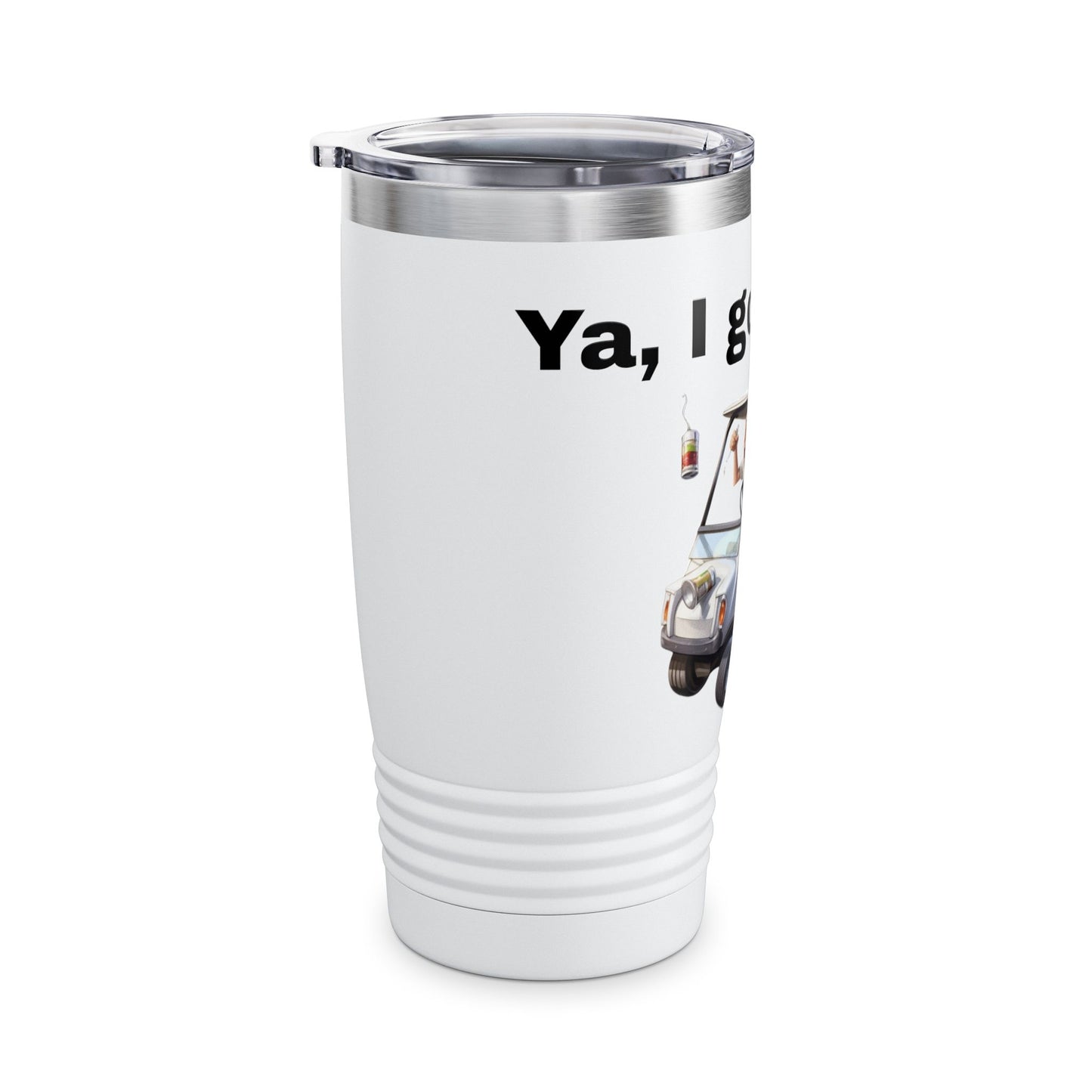 Funny Golf Tumbler - 20oz Ringneck Cup with 'Ya, I golf a little' Design