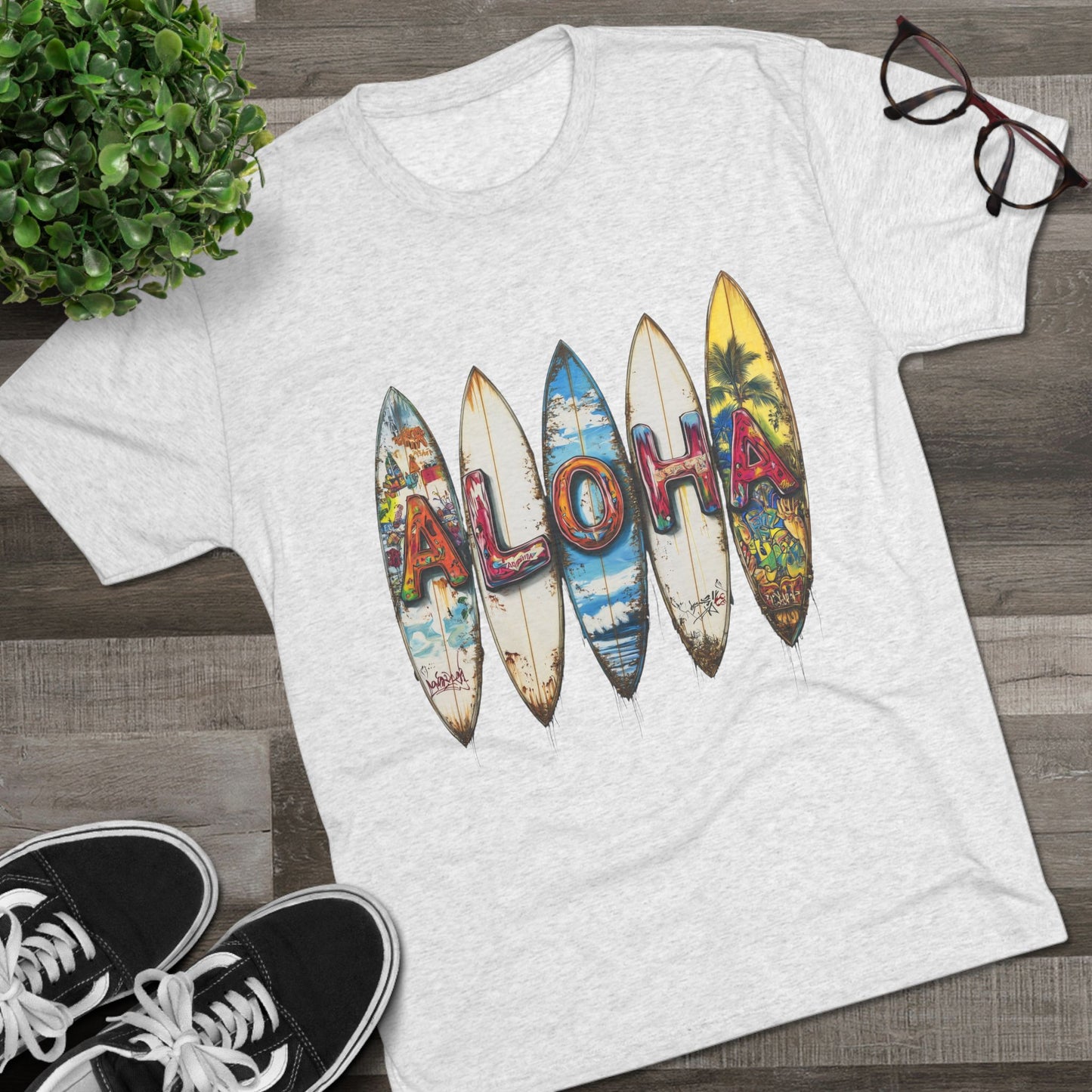 Aloha Surfboard Tee - Unisex Tri-Blend Crew