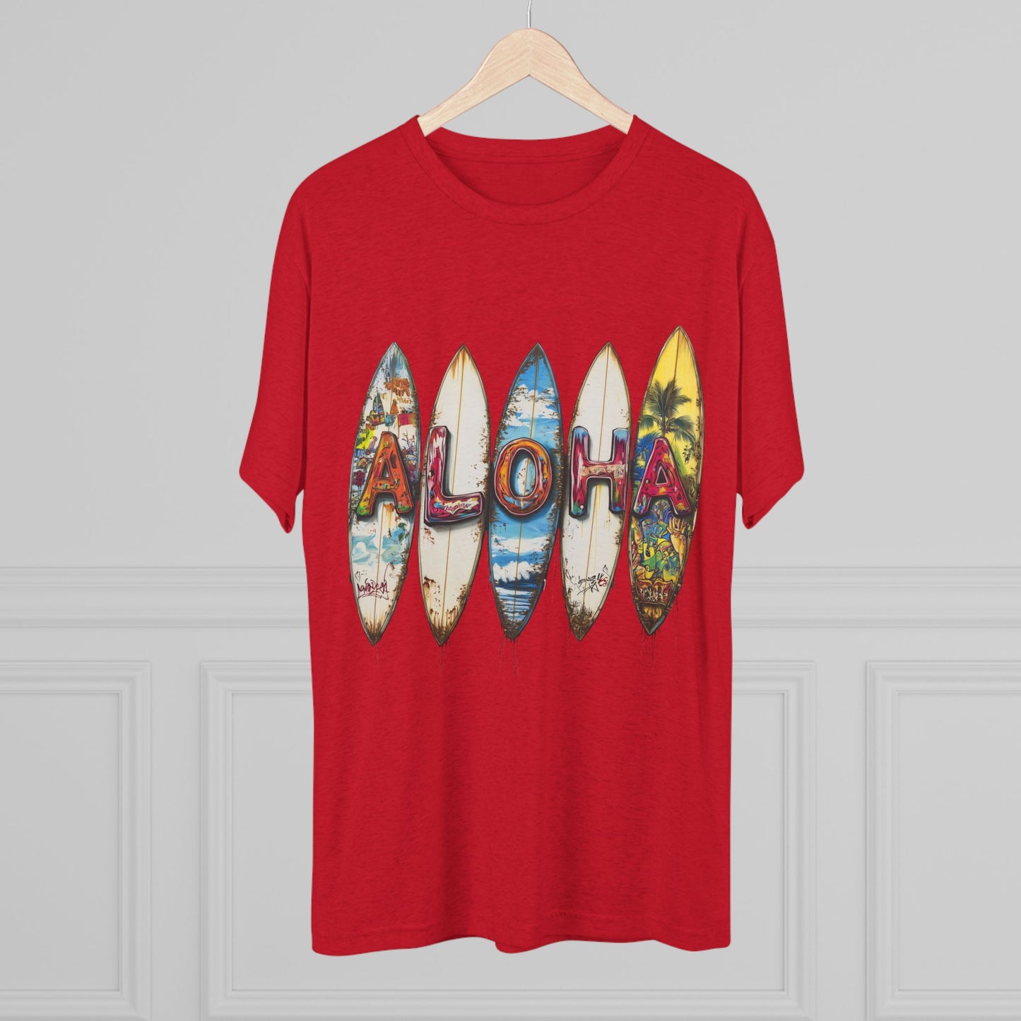 Aloha Surfboard Tee - Unisex Tri-Blend Crew