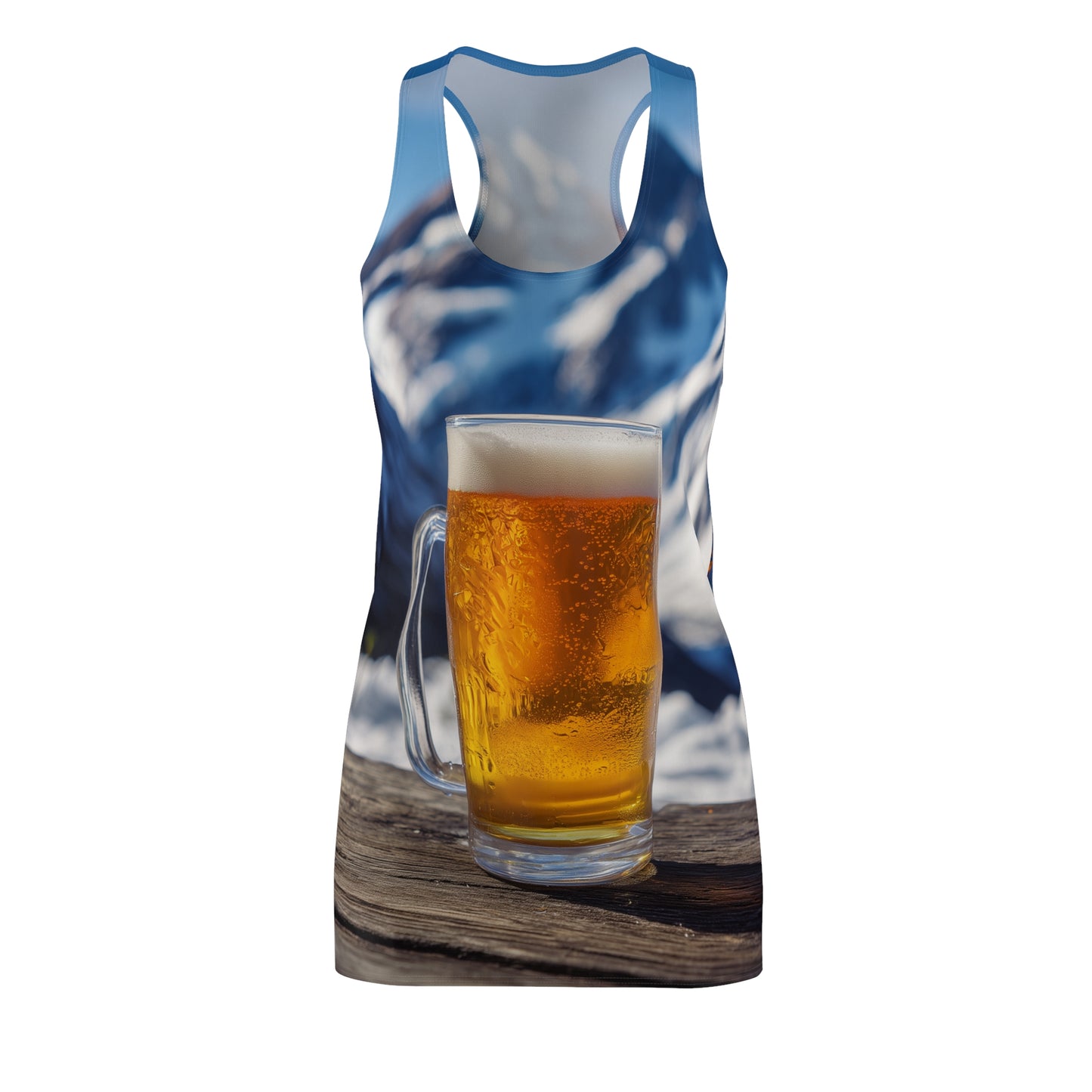 Beer Lover's Racerback Dress, Casual Summer Dress, Beer Theme AOP Dress, Eco-Friendly Dress, Outdoor Party Outfit