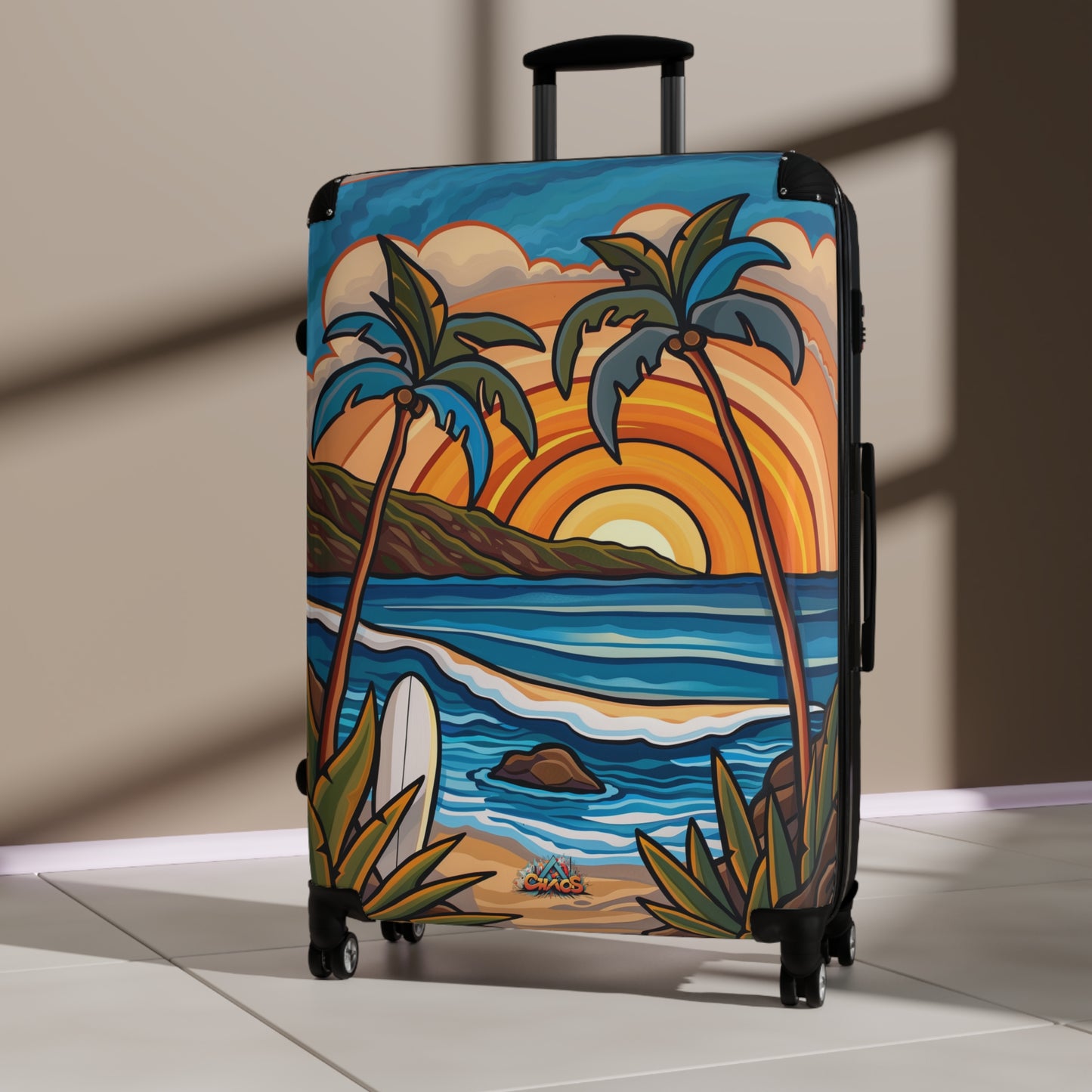 Luggage -Tropical Beach Sunset Graphic Design