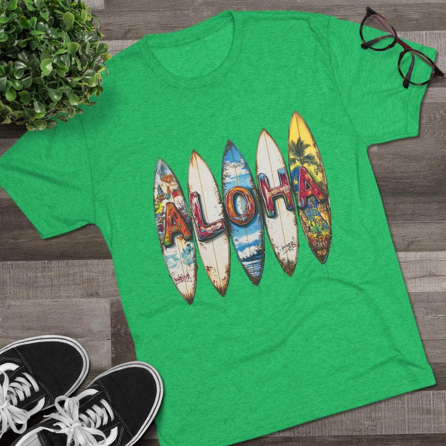 Aloha Surfboard Tee - Unisex Tri-Blend Crew