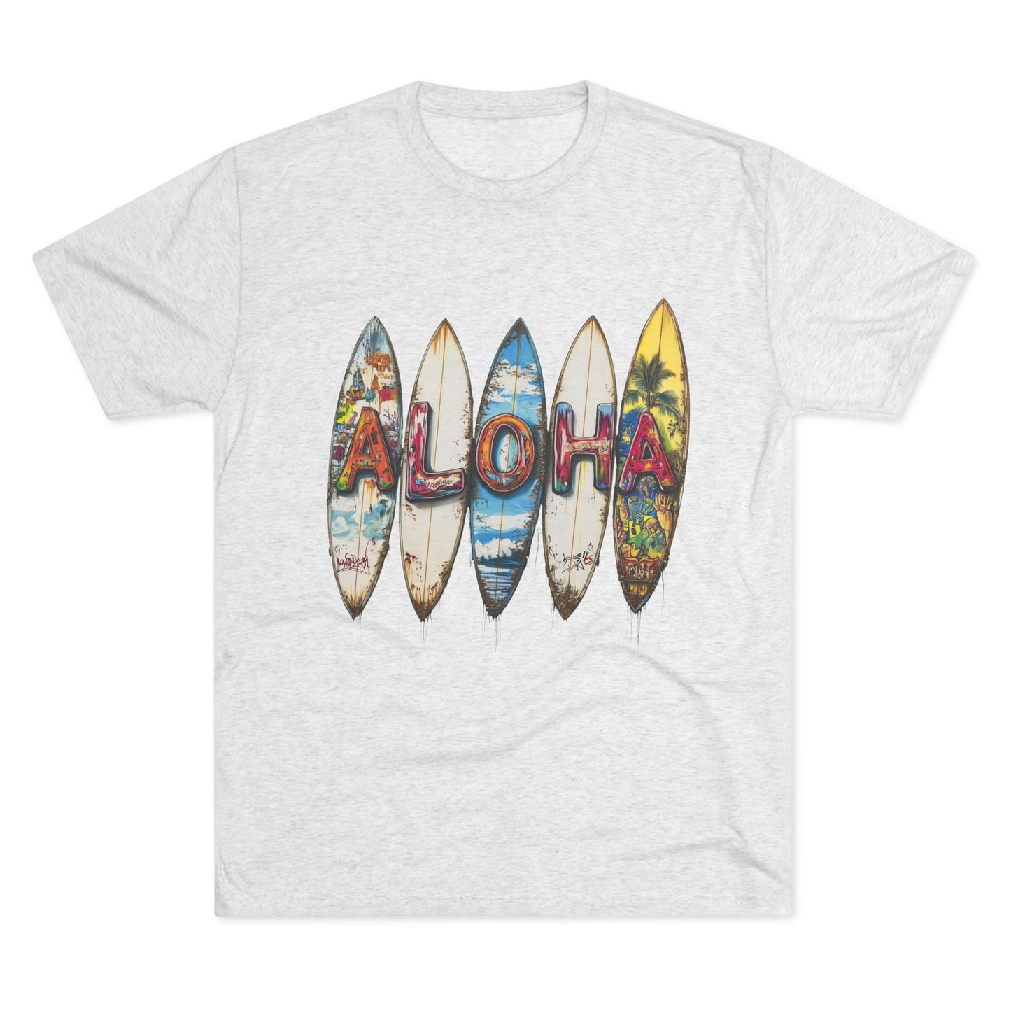 Aloha Surfboard Tee - Unisex Tri-Blend Crew