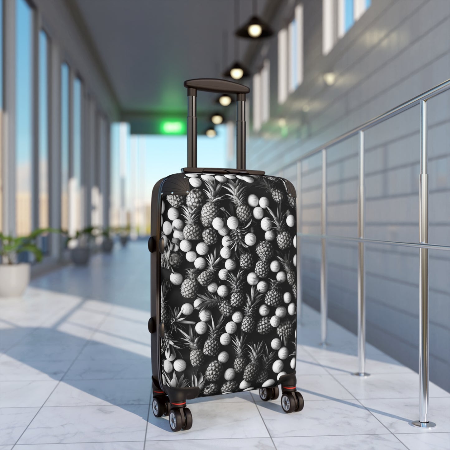 Suitcase Luggage with Golf Ball Pineapple Print