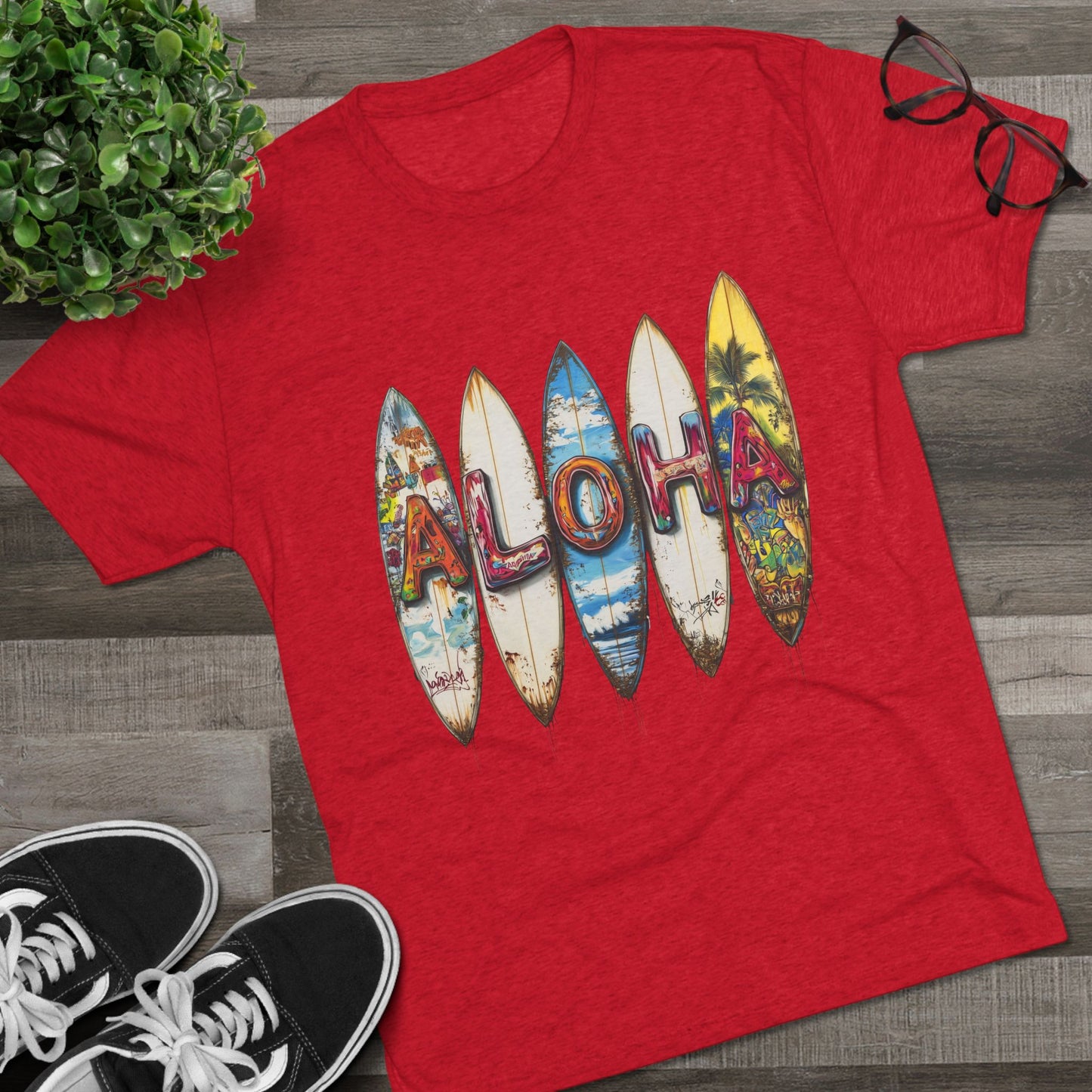 Aloha Surfboard Tee - Unisex Tri-Blend Crew