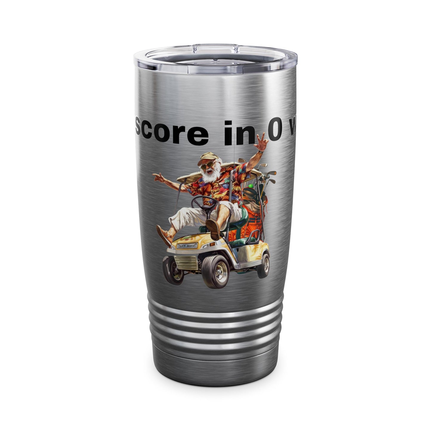 Funny Golf Tumbler - 20oz Ringneck Cup with 'My Score in 0 Words' Senior Design