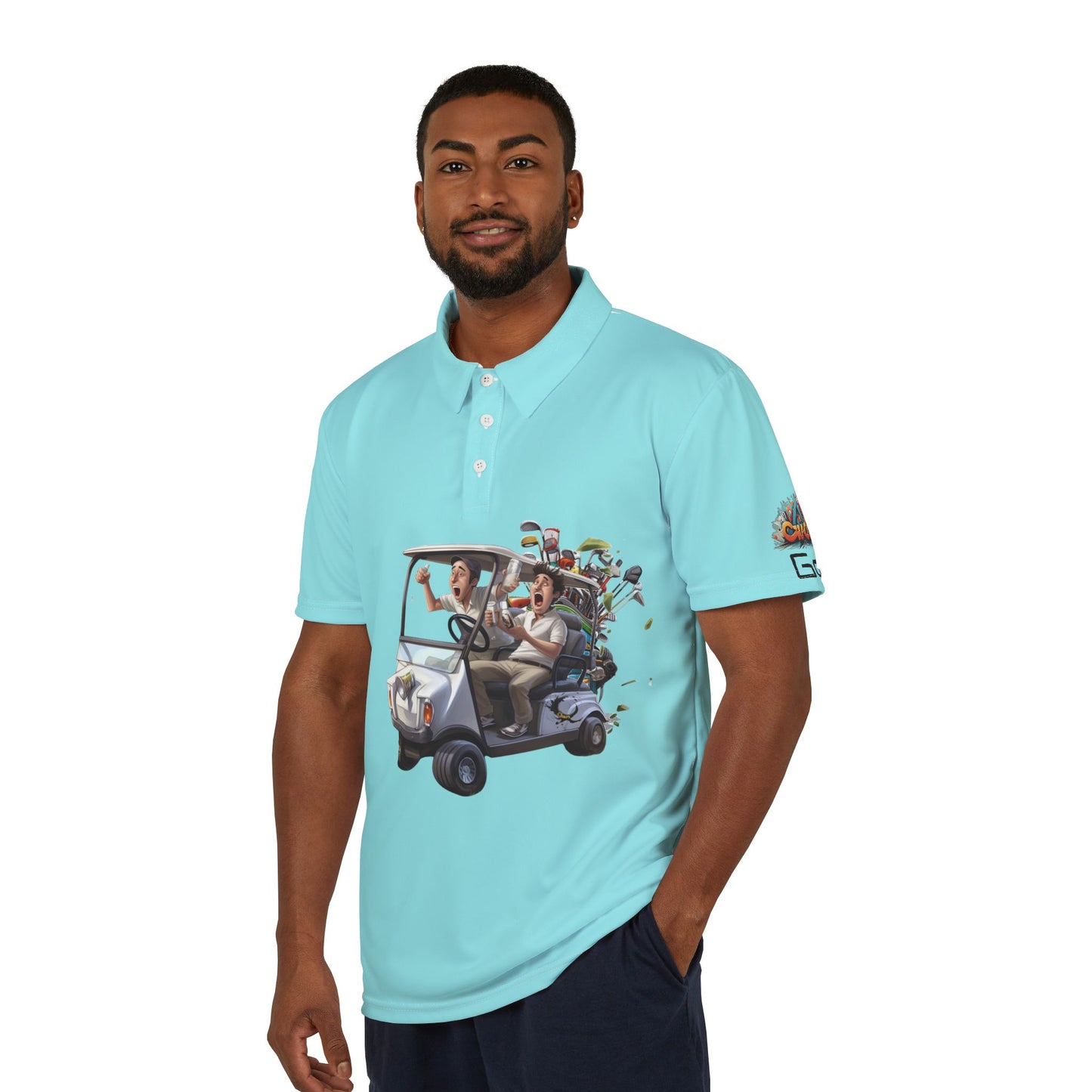 Golf Polo Shirt 'I Golf a Little' Weekend Vibes - Light Blue