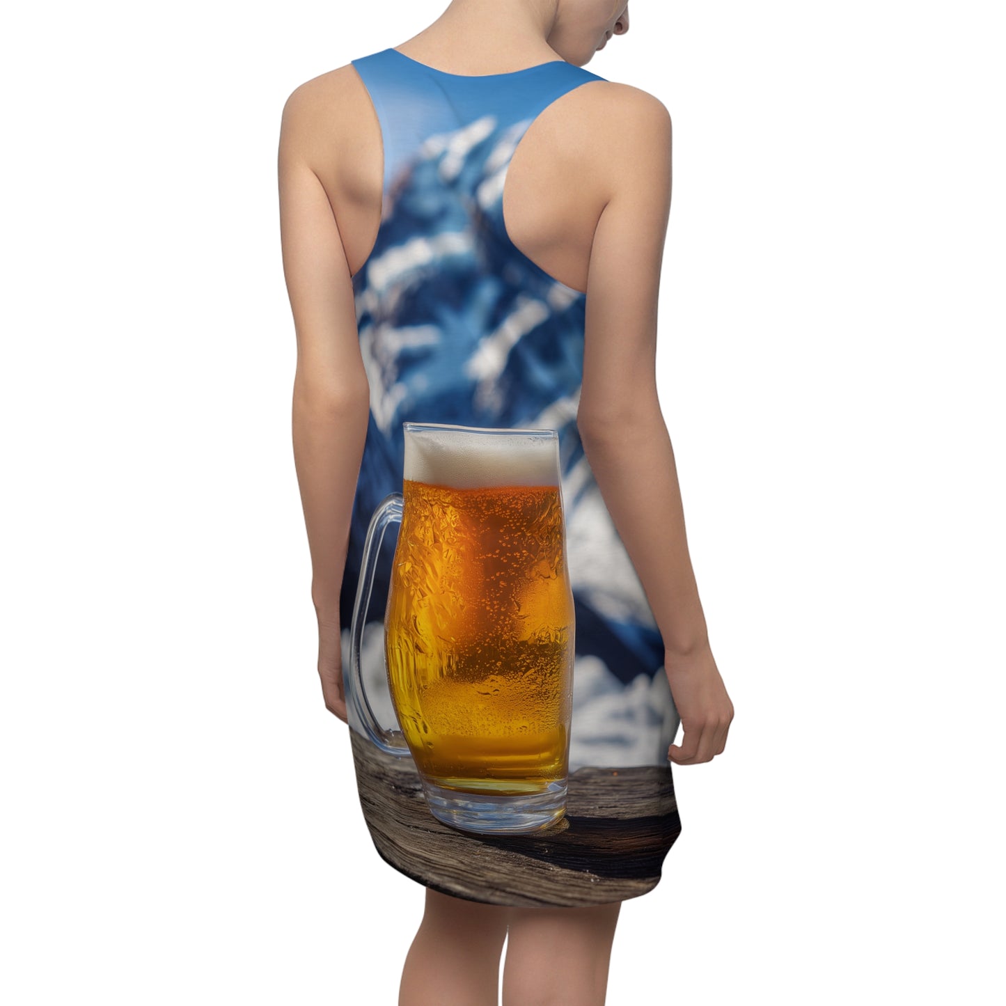 Beer Lover's Racerback Dress, Casual Summer Dress, Beer Theme AOP Dress, Eco-Friendly Dress, Outdoor Party Outfit