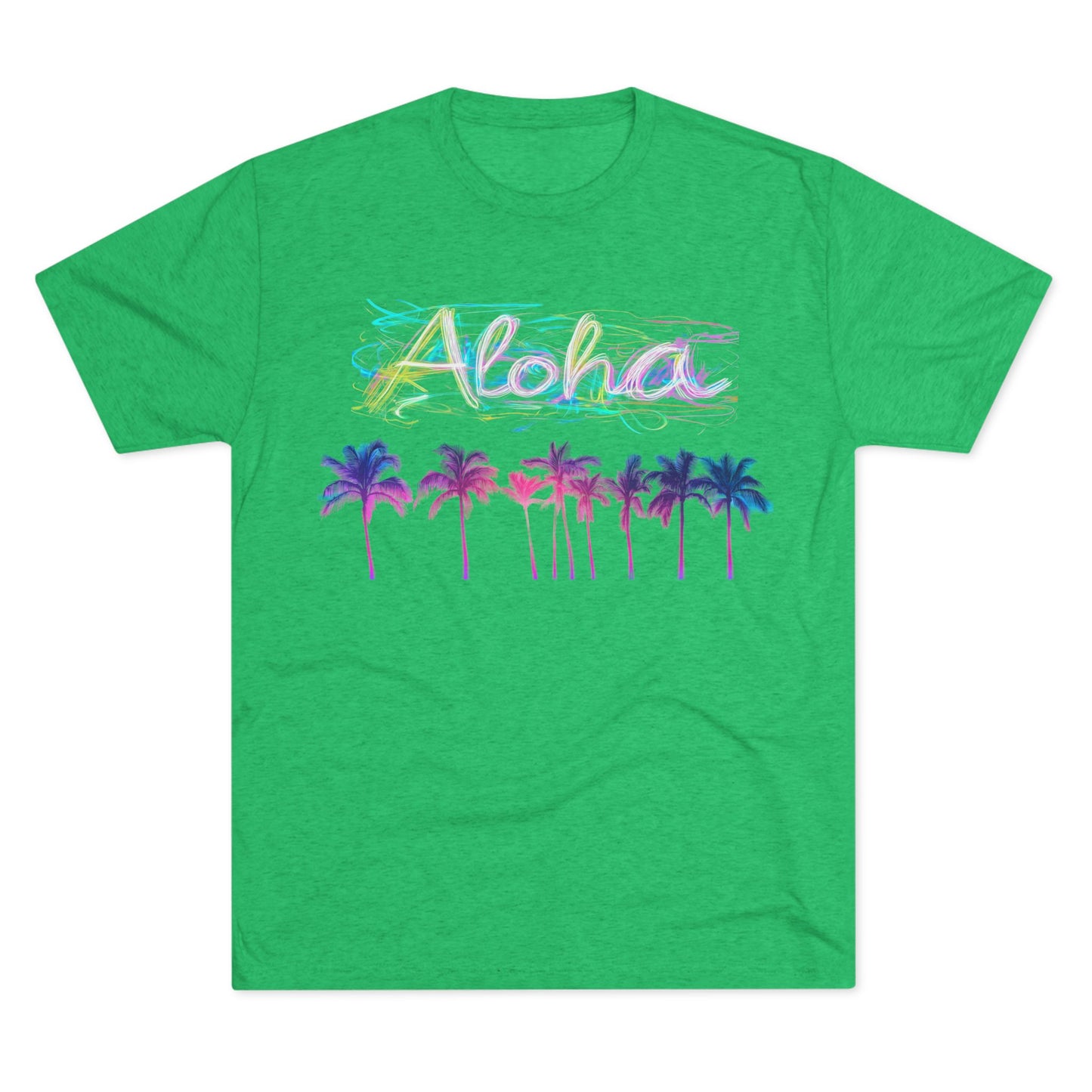 Neon Palm Tree Unisex Tee - 80's Aloha Retro Shirt