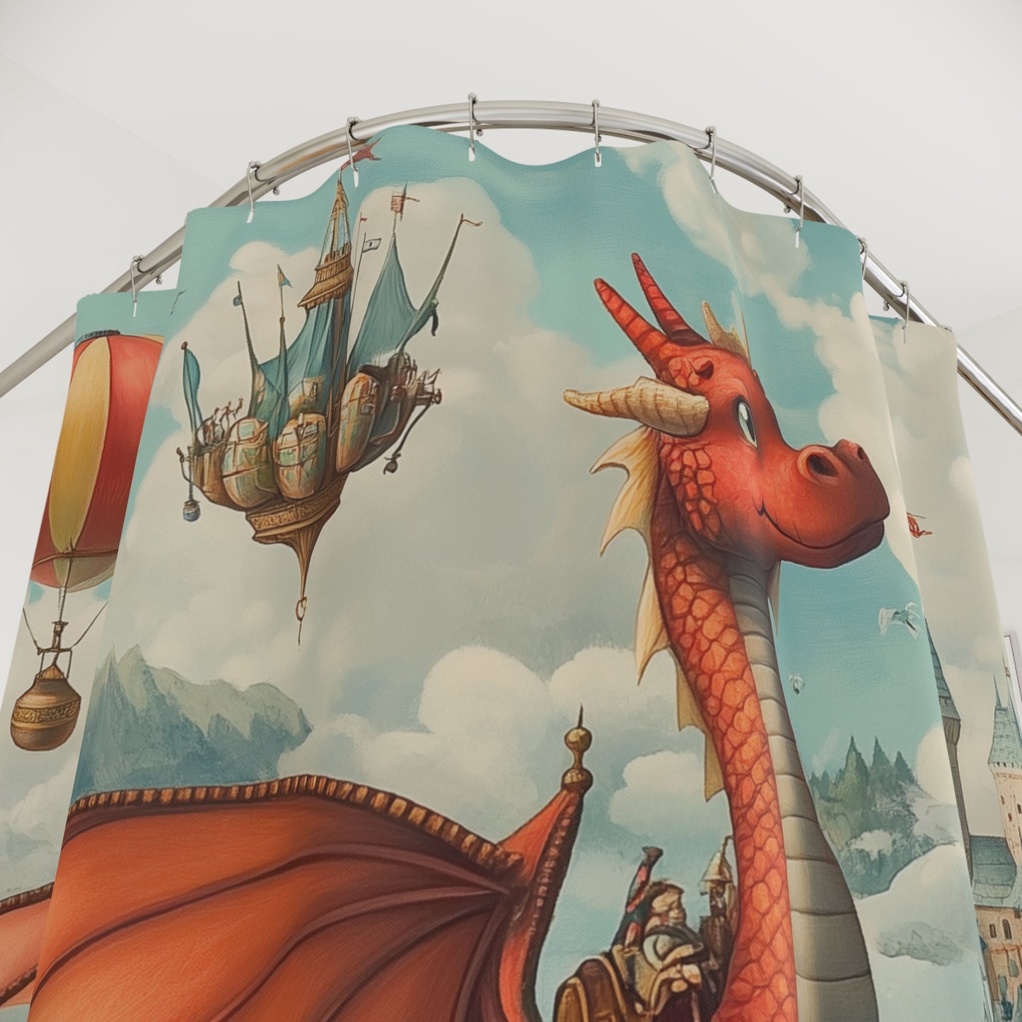 Children's Shower Curtain - Young Prince Magical Kingdom