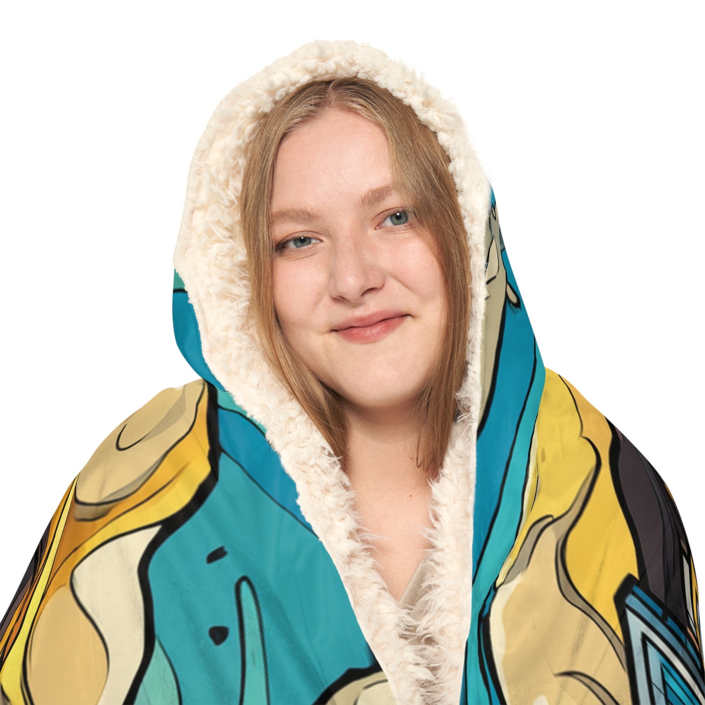 Hooded Beach Wave Snuggle Blanket – Tropical Ocean Sunset Design