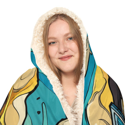 Hooded Beach Wave Snuggle Blanket – Tropical Ocean Sunset Design