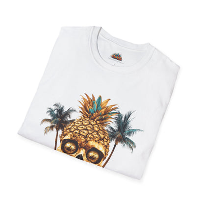 Unique Golf Tshirt - Pineapple Skull With Gold Golf ball Eyes V10