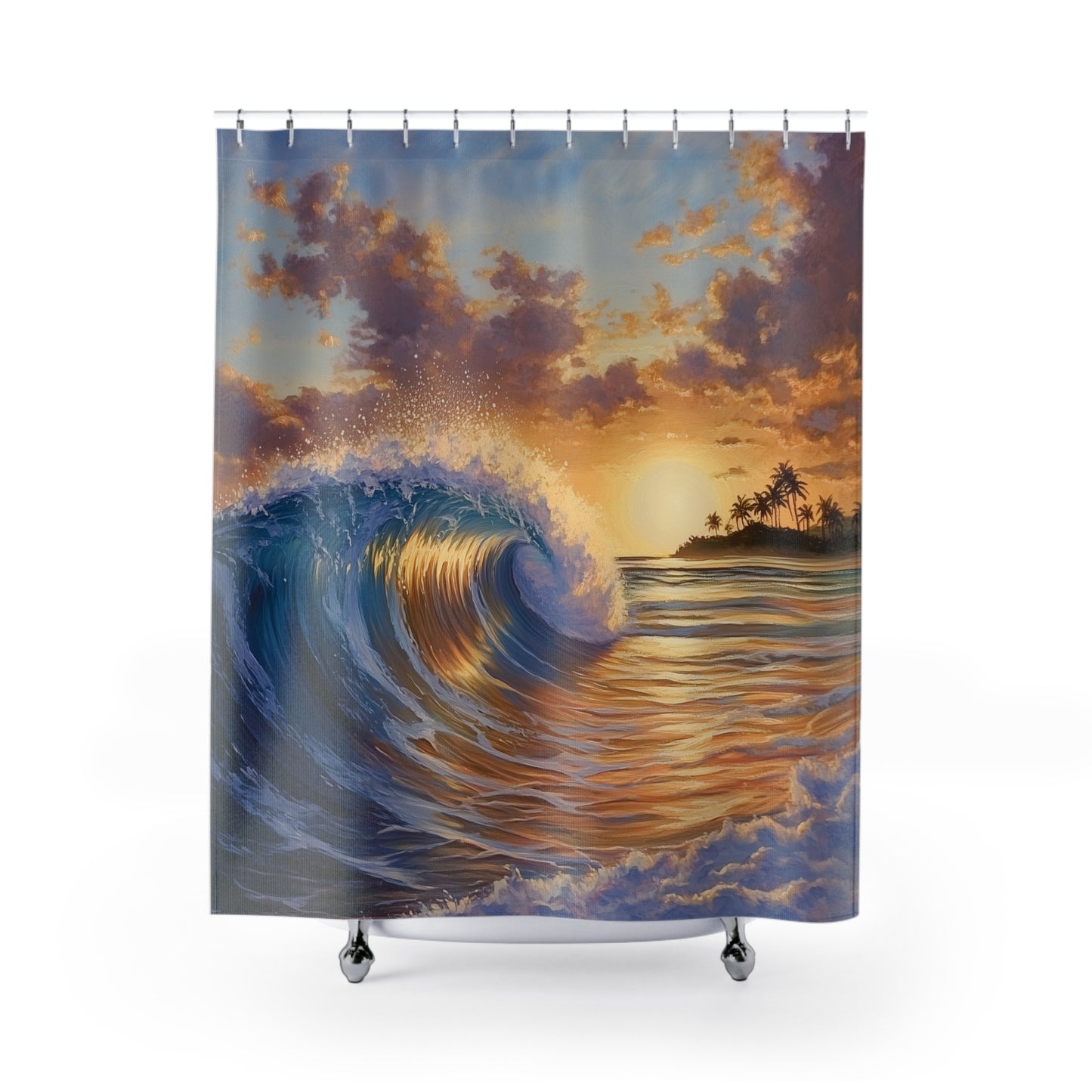 Tropical Wave Shower Curtains - Sunset Beach Vibes