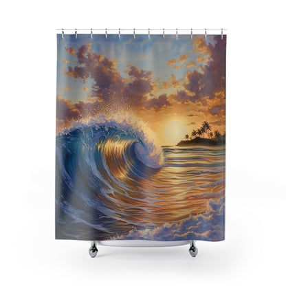 Tropical Wave Shower Curtains - Sunset Beach Vibes