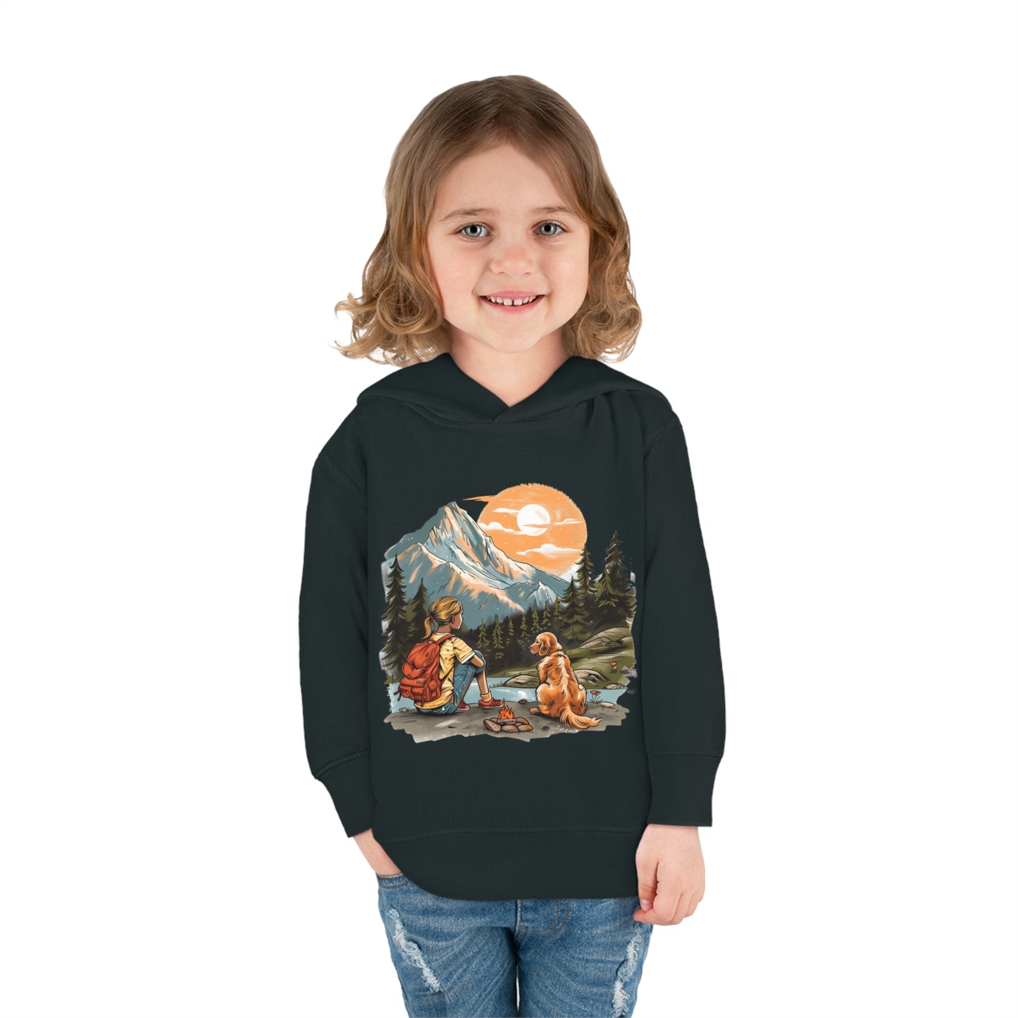 Toddler Pullover Fleece Hoodie - Girl and her golden