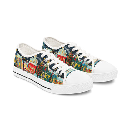 Women's Low Top Sneakers - Christmas Village 3