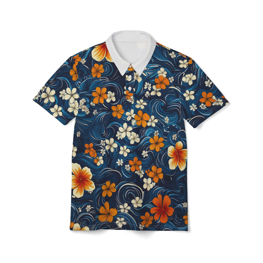 Hawaiian Print Polo Shirt