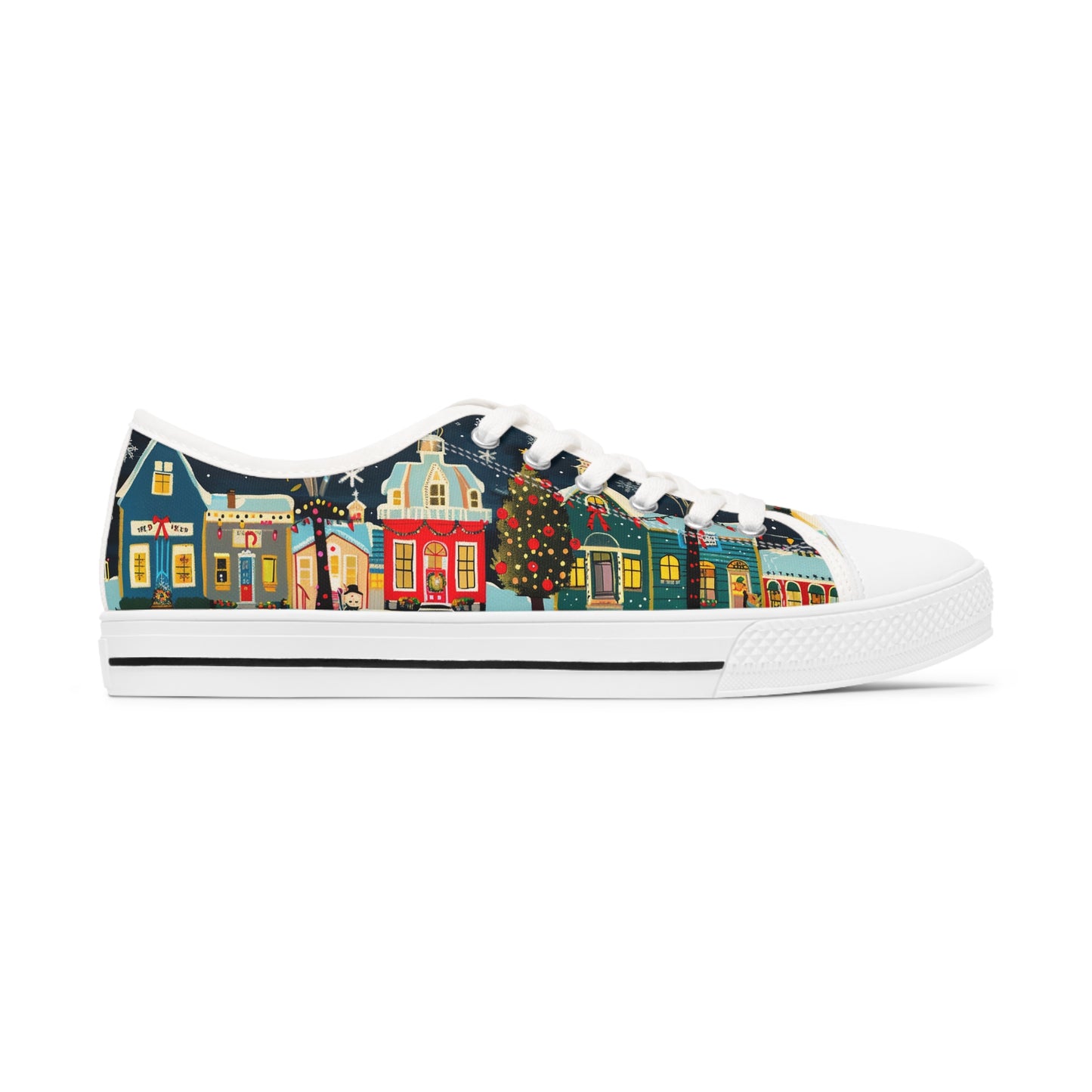 Women's Low Top Sneakers - Christmas Village 3