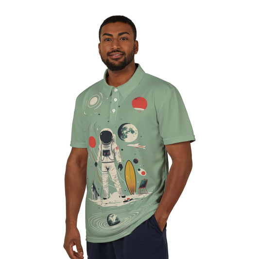 Polo Shirt with Strange Outer Space Scene