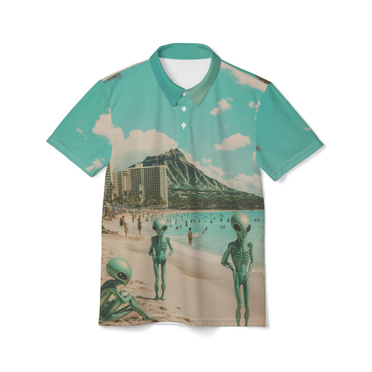 Unisex Polo Shirt - Waikiki Beach Aliens Hangout Graphic Tee