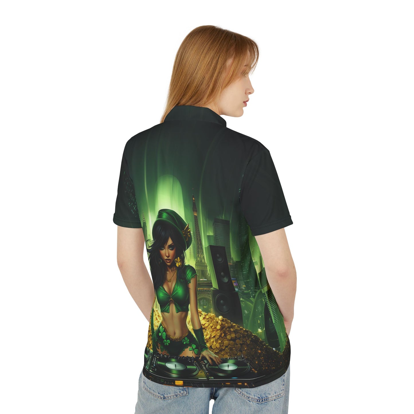 Unisex Polo Shirt hot leprechaun DJ St. Patrick's Day Shirt