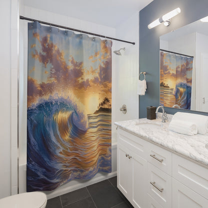 Tropical Wave Shower Curtains - Sunset Beach Vibes