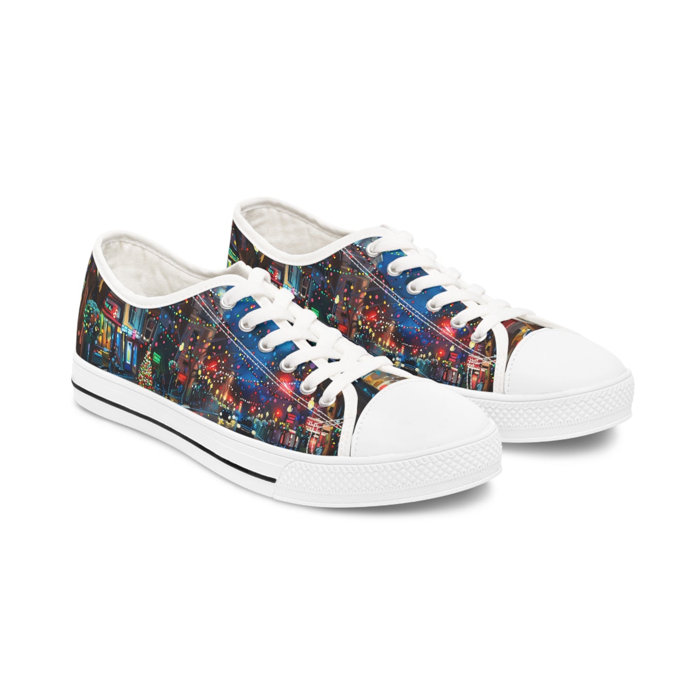 Women's Low Top Sneakers - Christmas Village 2