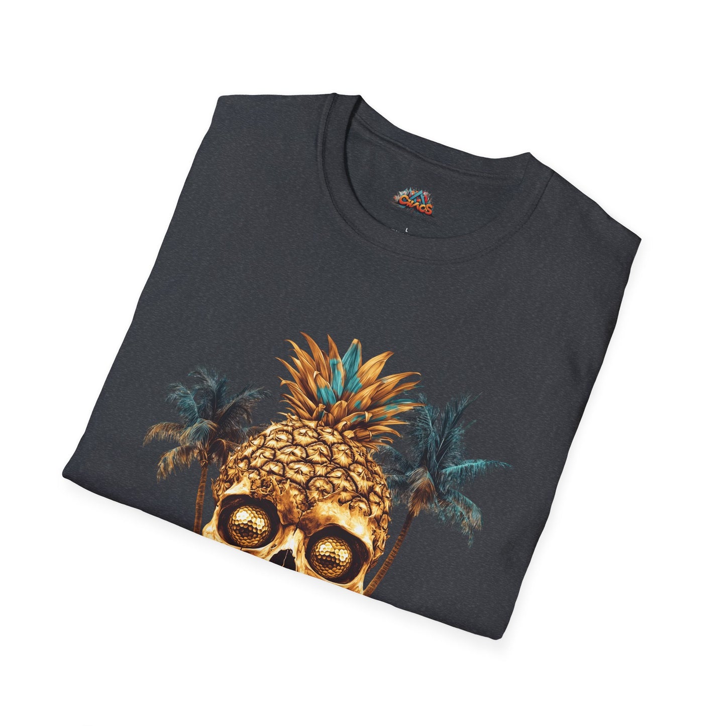 Unique Golf Tshirt - Pineapple Skull With Gold Golf ball Eyes V10