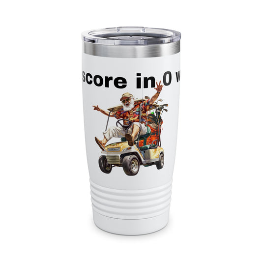 Funny Golf Tumbler - 20oz Ringneck Cup with 'My Score in 0 Words' Senior Design