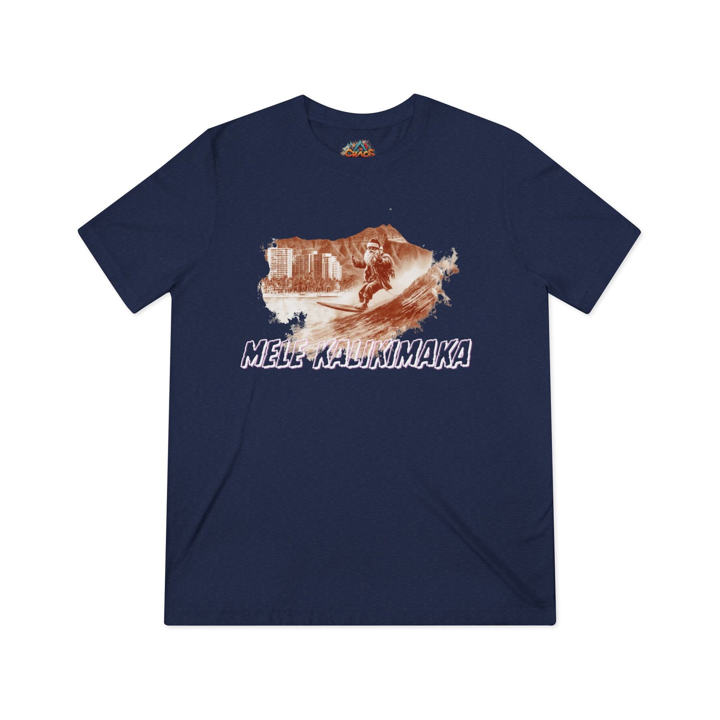 Surfing Santa Christmas Triblend Tee - Mele Kalikimaka Waikiki
