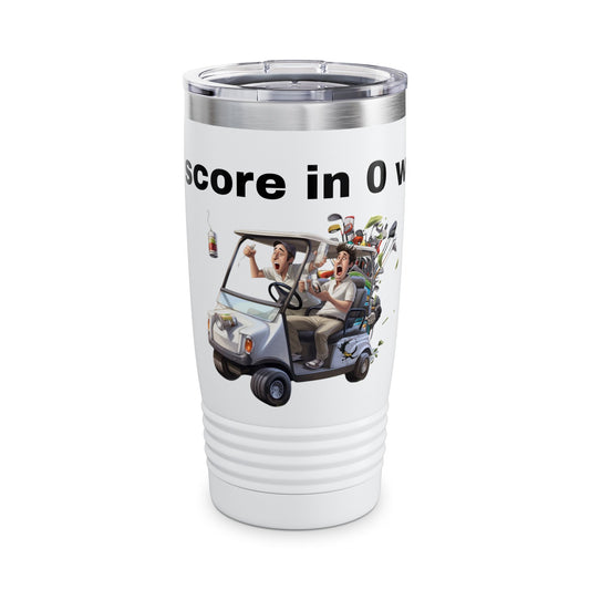 Funny Golf Tumbler - 20oz Ringneck Cup with 'My Score in 0 Words' Design