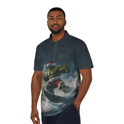 Surfing Hulk Santa Unisex Polo Shirt