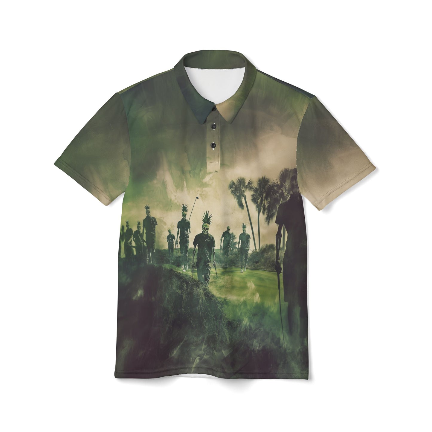 Ghost Pineapple Polo Shirt - Tropical Edgy Golf Attire