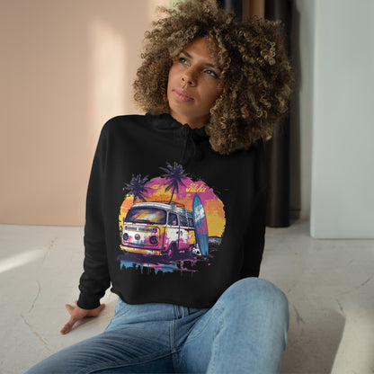 Crop Hoodie - Camper Van v1 - Black