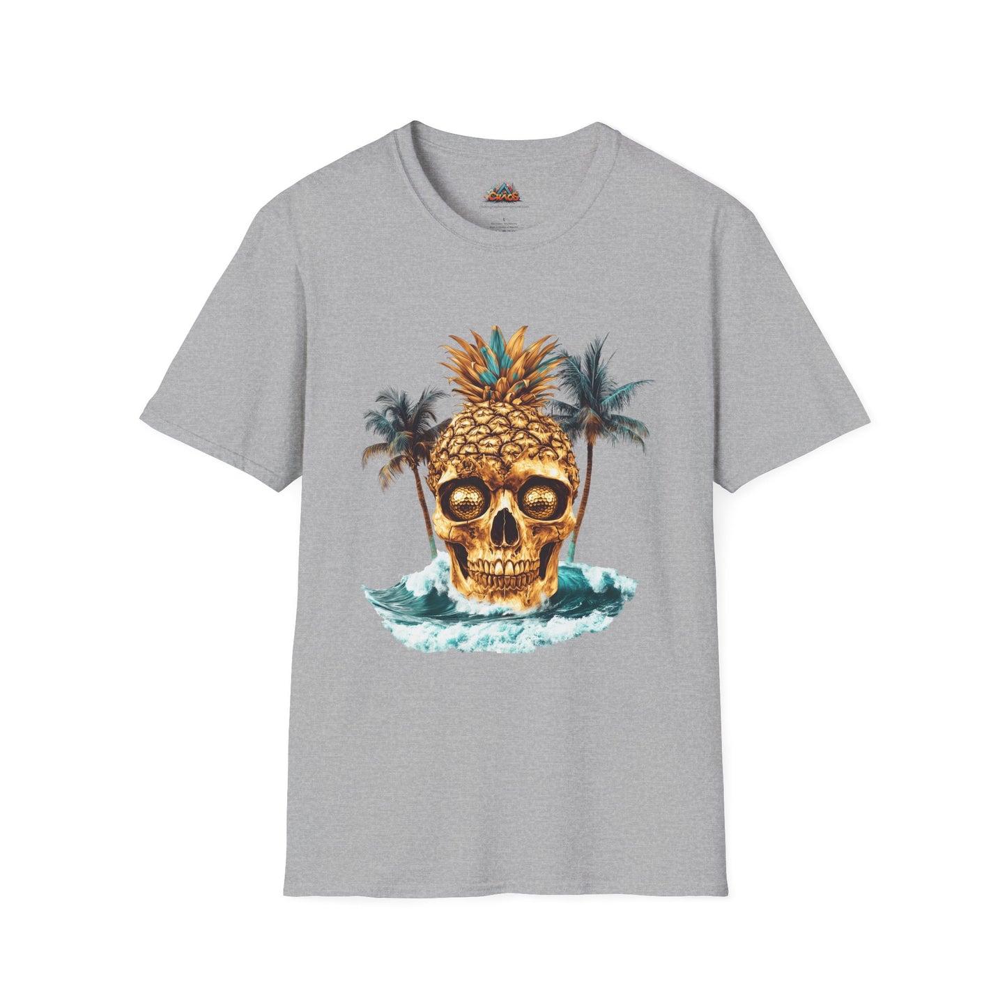 Unique Golf Tshirt - Pineapple Skull With Gold Golf ball Eyes V10