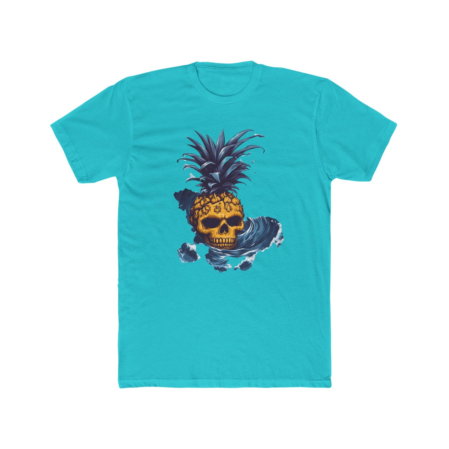 Cotton Tee - Pineapple Skull in Big Wave Design