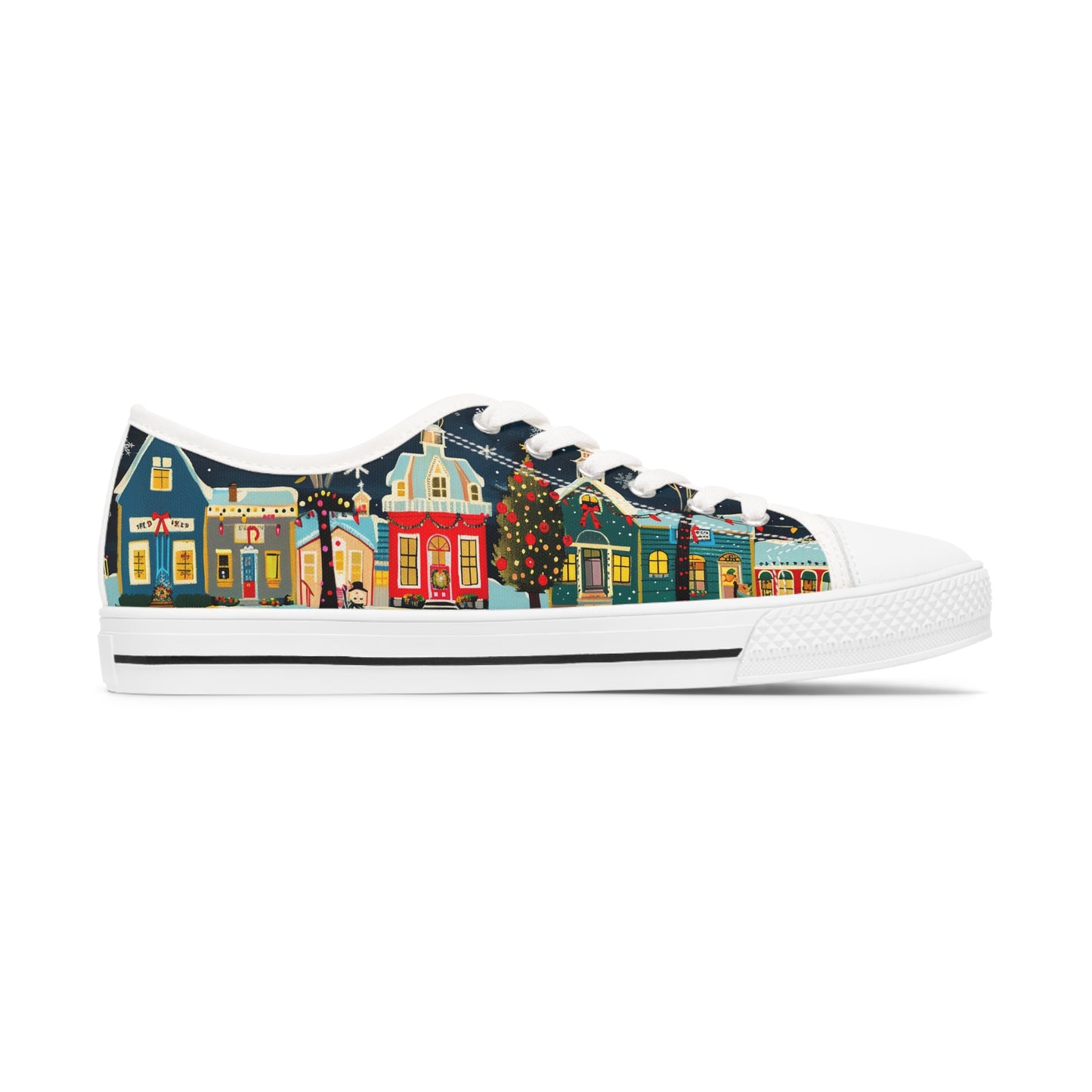 Women's Low Top Sneakers - Christmas Village 3