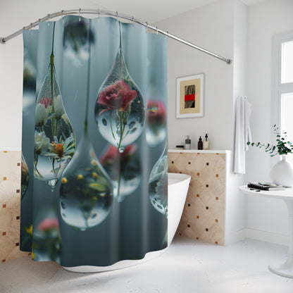 Artistic Shower Curtain Design - Flowers in Waterdrops