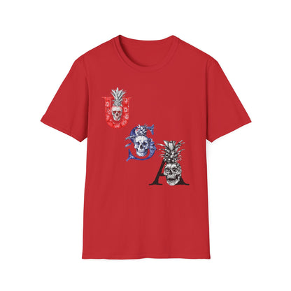 USA Pineapple Skull T-Shirt V1