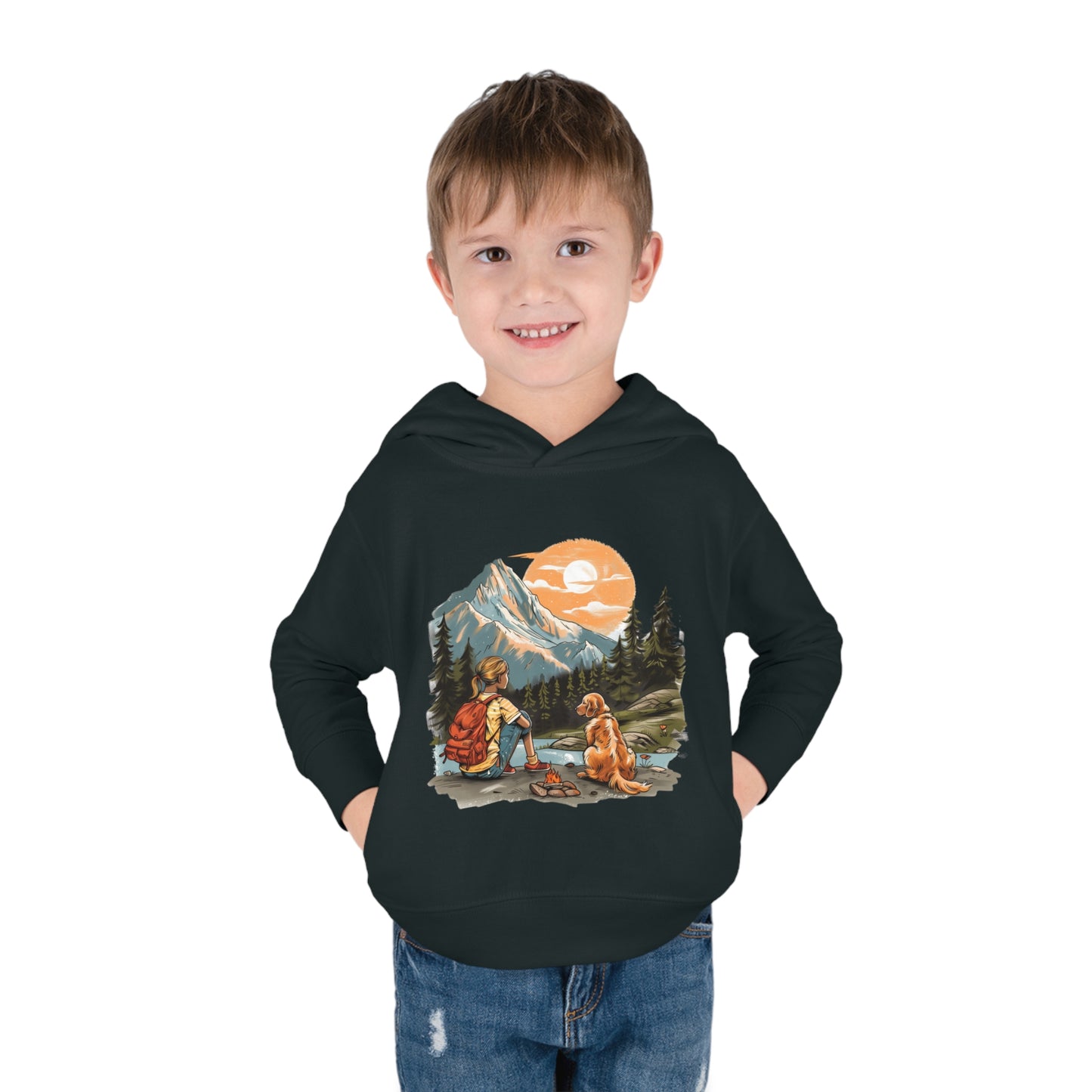 Toddler Pullover Fleece Hoodie - Girl and her golden