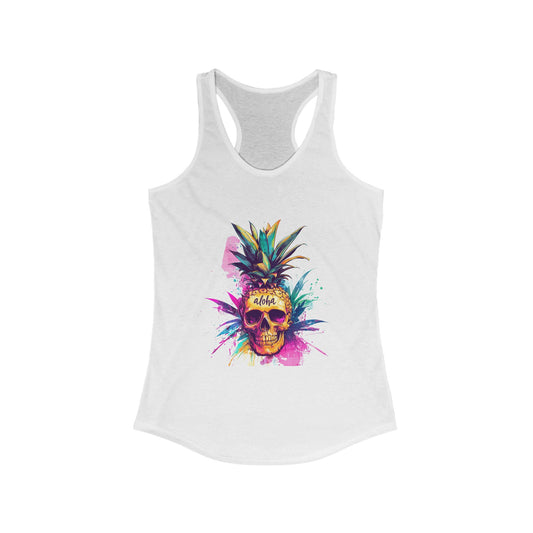 Racerback Tank - Pineapple Skull 80's Print Women's Tank Top