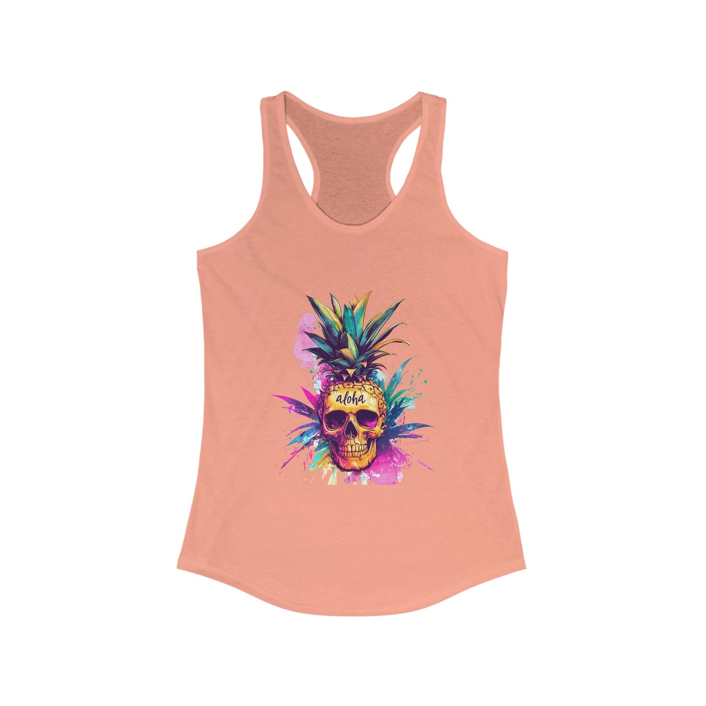 Racerback Tank - Pineapple Skull 80's Print Women's Tank Top