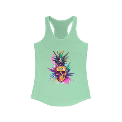 Racerback Tank - Pineapple Skull 80's Print Women's Tank Top